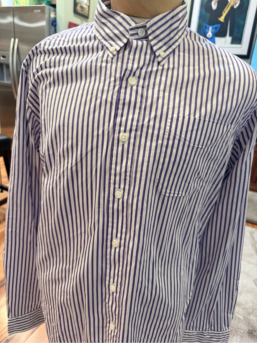 Ralph Lauren Men’s XL Purple White Stripe Button Down Long Sleeve Shirt